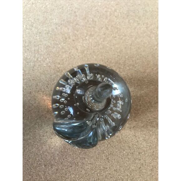 Clear Glass Paperweight Apple Leaf Stem Bubbles - Picture 5 of 5